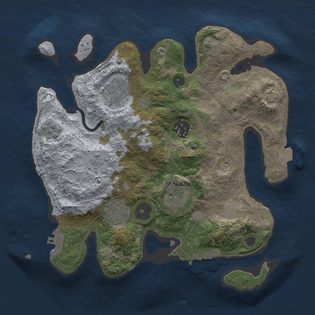 Rust Map: Procedural Map, Size: 2750, Seed: 1690238384, 13 Monuments