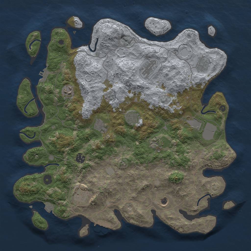 Rust Map: Procedural Map, Size: 4000, Seed: 258923325, 19 Monuments