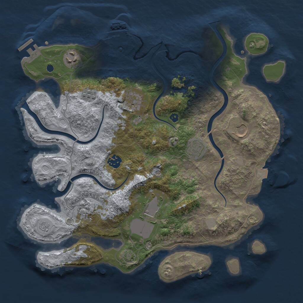 Rust Map: Procedural Map, Size: 3500, Seed: 31583, 14 Monuments