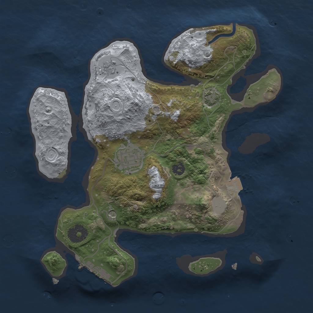 Rust Map: Procedural Map, Size: 2500, Seed: 1196991987, 8 Monuments