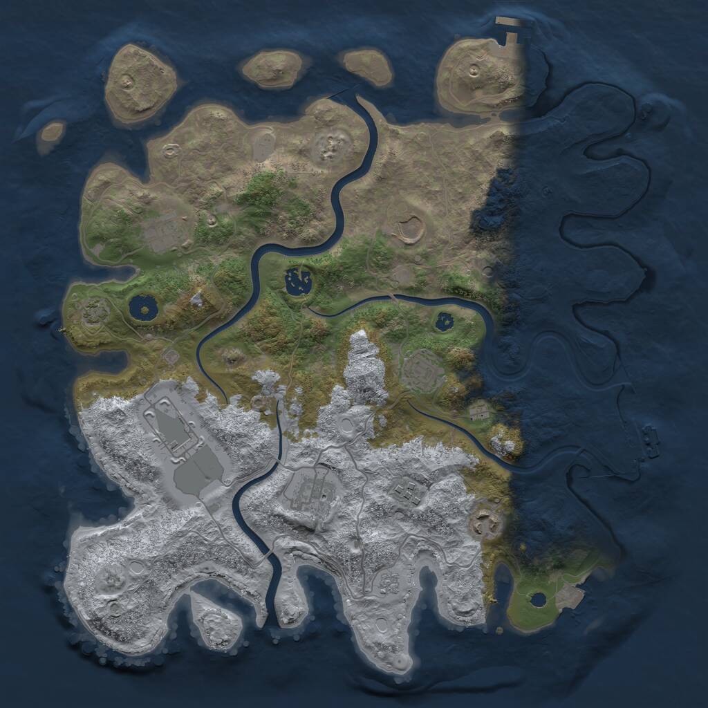 Rust Map: Procedural Map, Size: 3800, Seed: 44042951, 14 Monuments