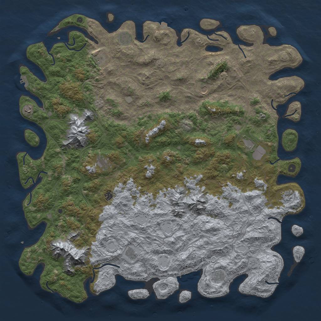 Rust Map: Procedural Map, Size: 6000, Seed: 66444190, 19 Monuments