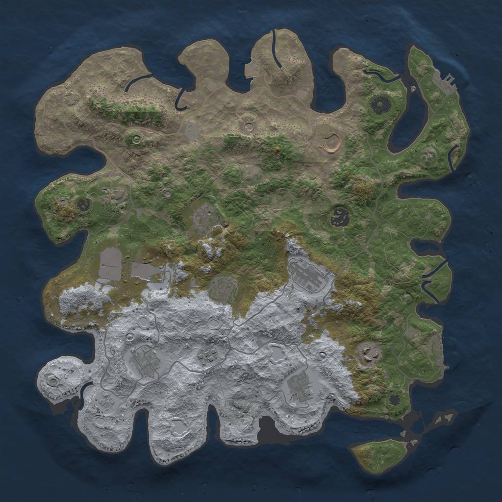 Rust Map: Procedural Map, Size: 4000, Seed: 1829904428, 19 Monuments