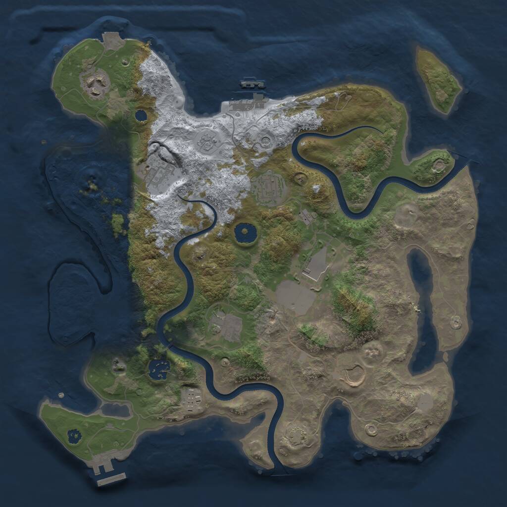 Rust Map: Procedural Map, Size: 3500, Seed: 325216375, 14 Monuments