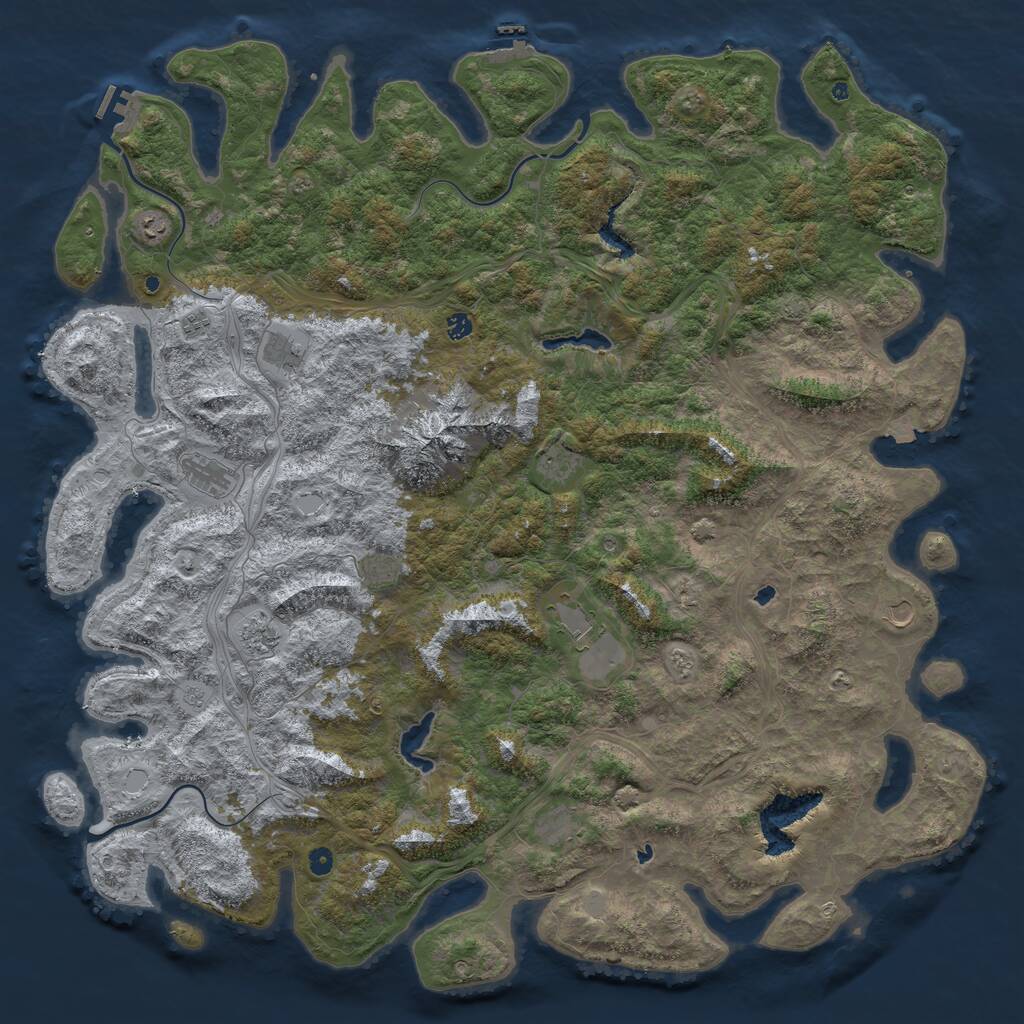 Rust Map: Procedural Map, Size: 5800, Seed: 658004767, 17 Monuments