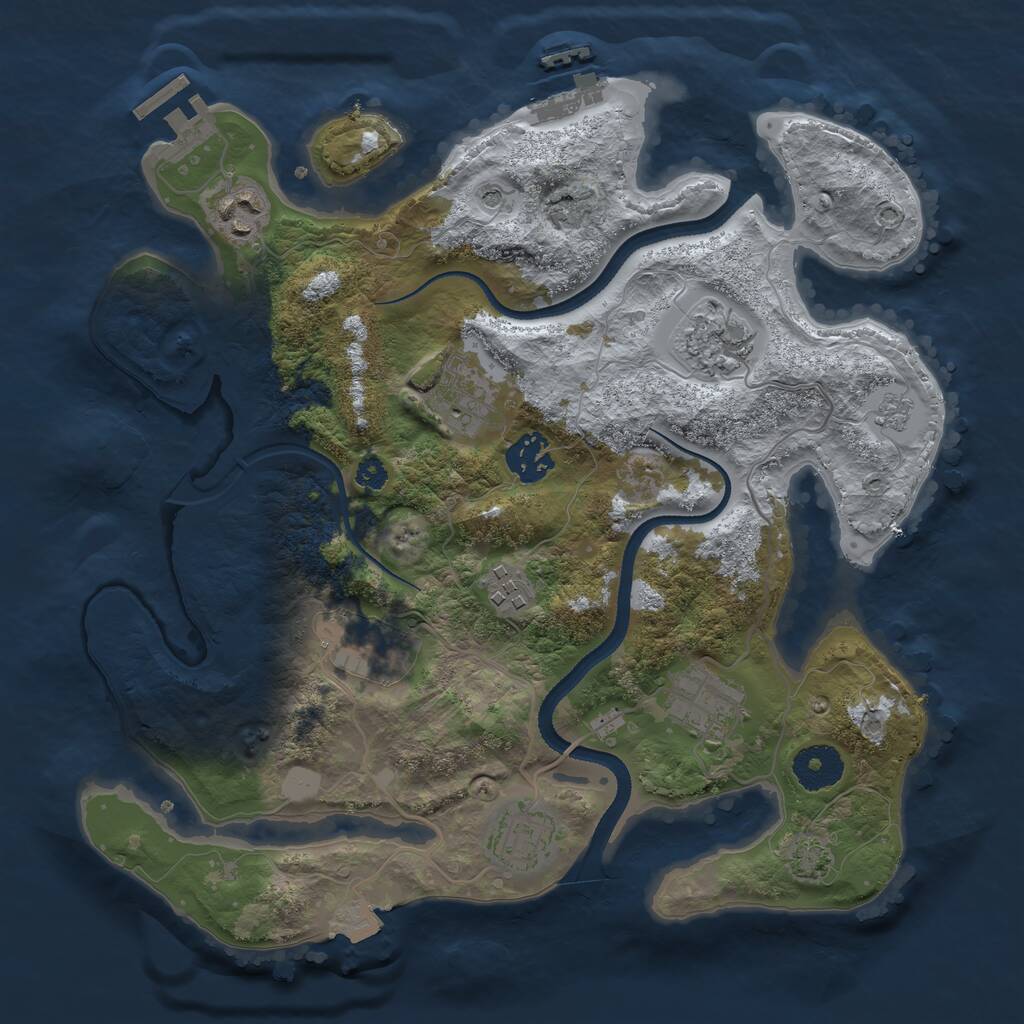 Rust Map: Procedural Map, Size: 3250, Seed: 2119447902, 14 Monuments