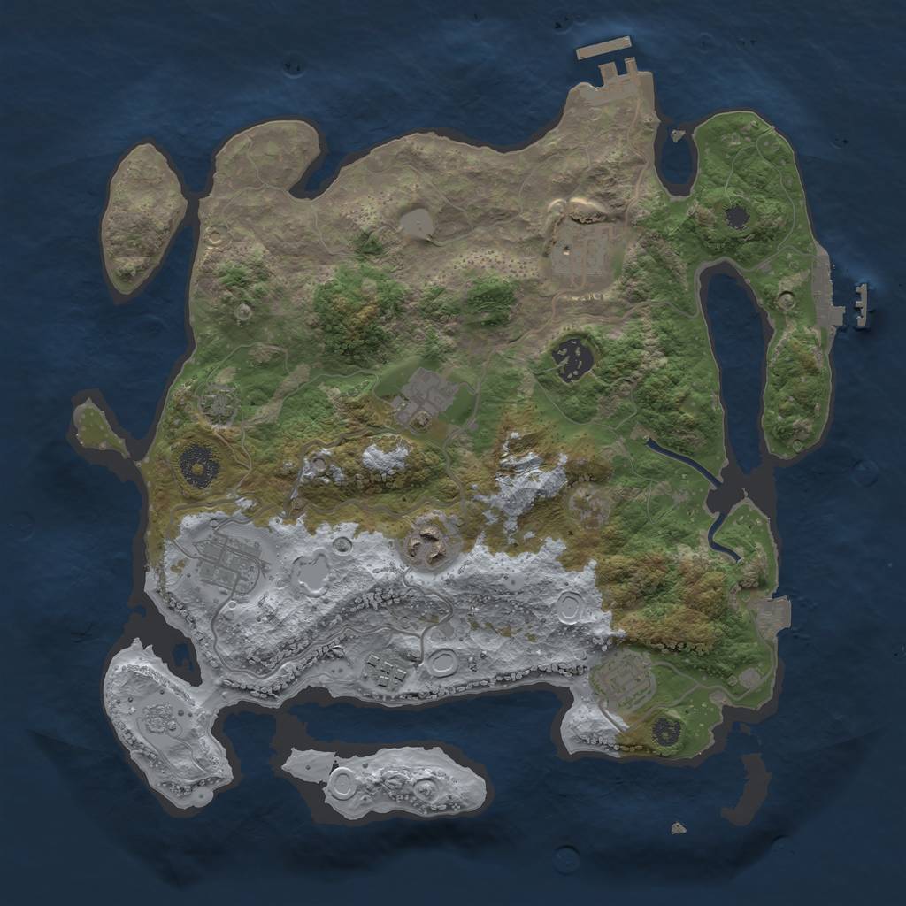 Rust Map: Procedural Map, Size: 3300, Seed: 1282400209, 14 Monuments