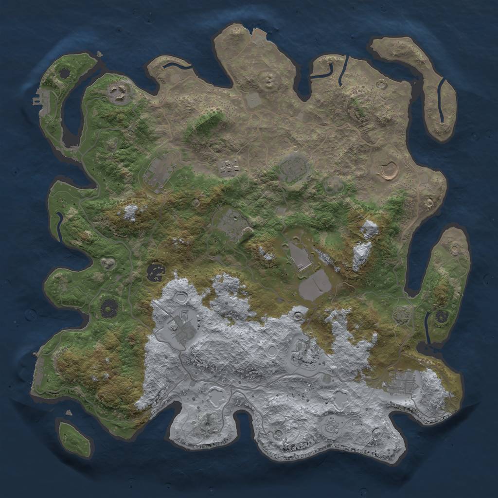 Rust Map: Procedural Map, Size: 4000, Seed: 52597504, 19 Monuments