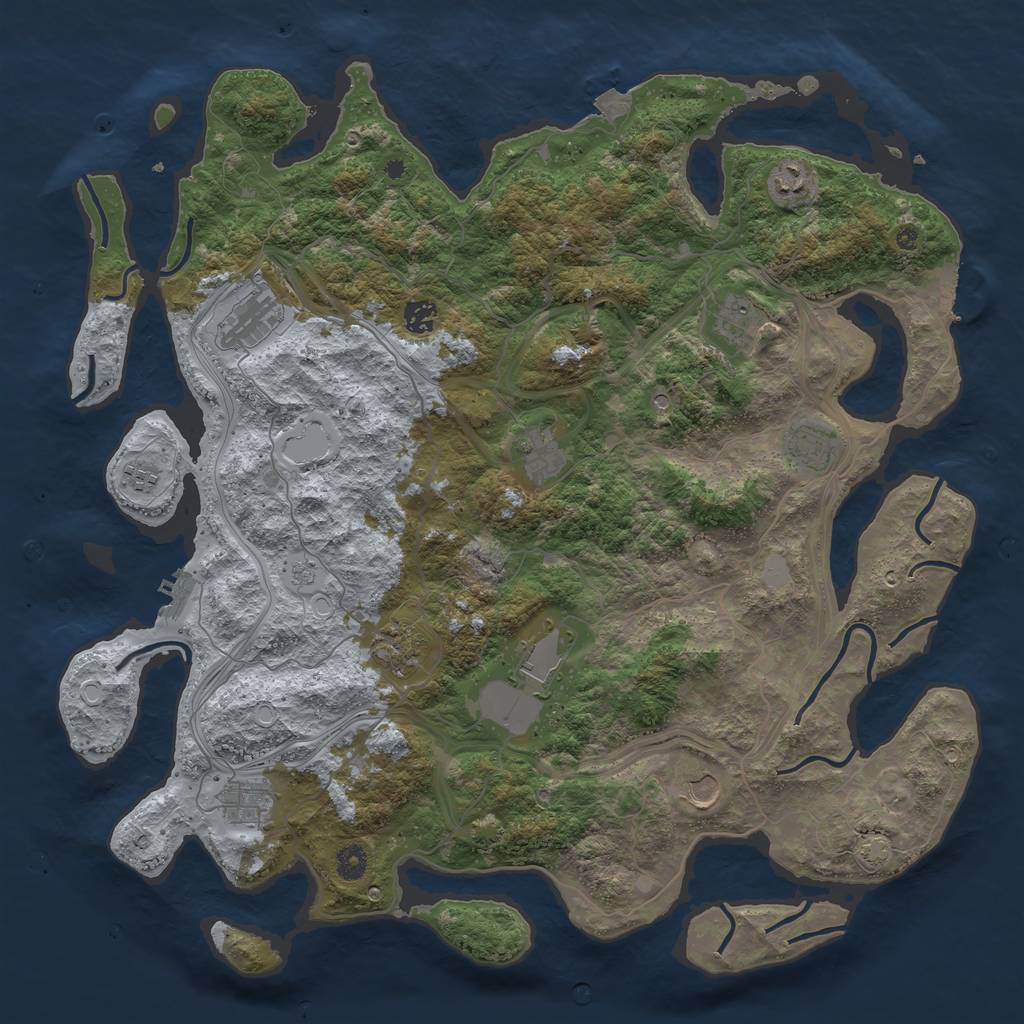 Rust Map: Procedural Map, Size: 4500, Seed: 1052837629, 19 Monuments