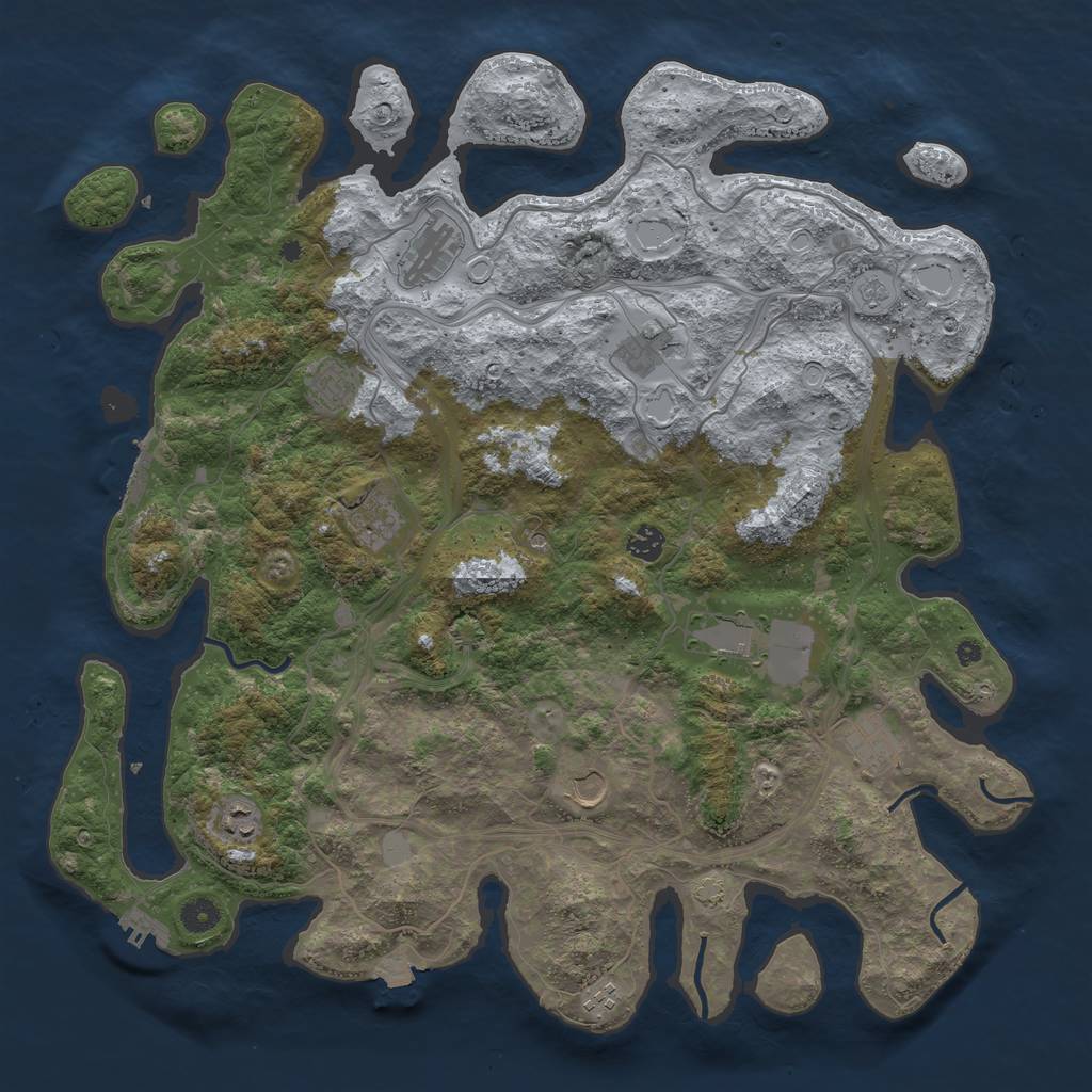 Rust Map: Procedural Map, Size: 4500, Seed: 1845752955, 18 Monuments