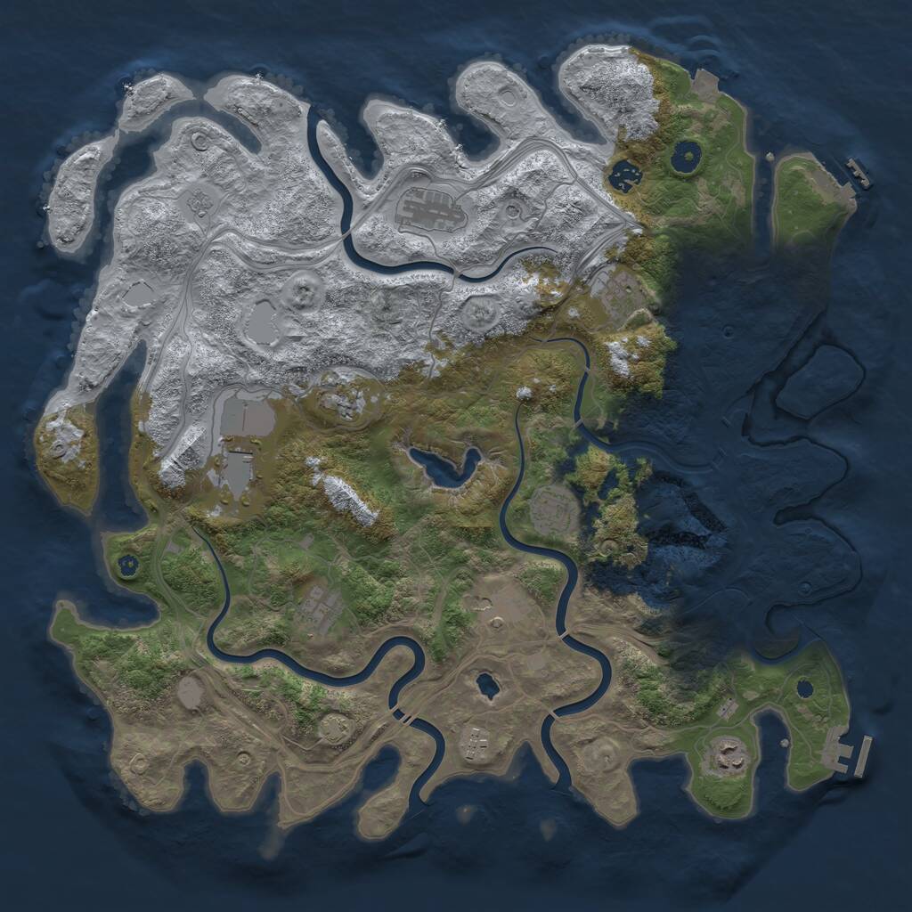 Rust Map: Procedural Map, Size: 4400, Seed: 29307421, 16 Monuments