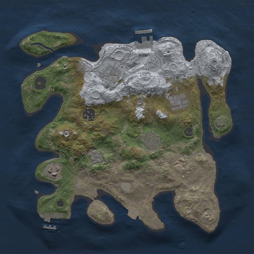 Rust Map: Procedural Map, Size: 3000, Seed: 1090595201, 15 Monuments