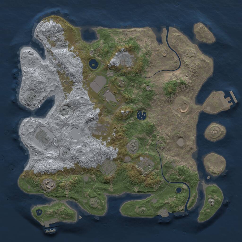 Rust Map: Procedural Map, Size: 3750, Seed: 44231233, 17 Monuments