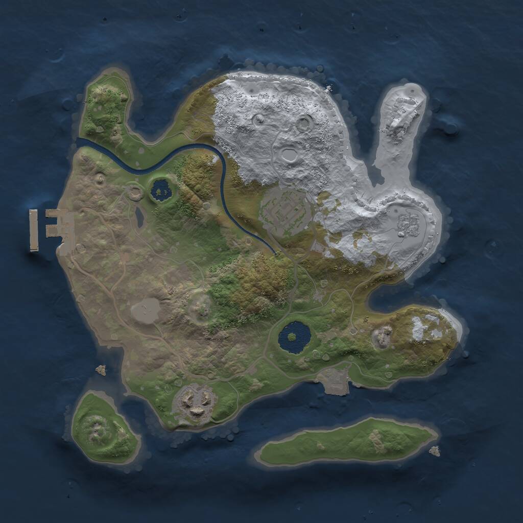 Rust Map: Procedural Map, Size: 2500, Seed: 1145279975, 5 Monuments