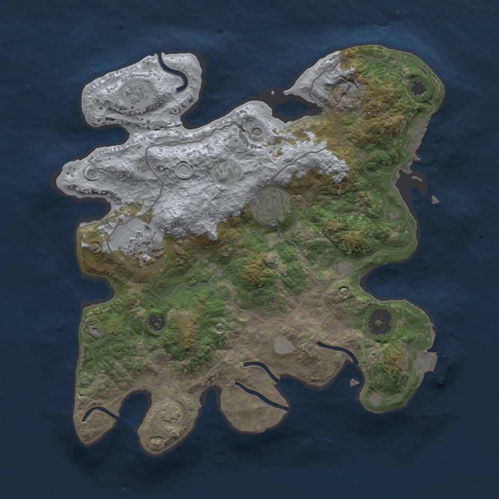 Rust Map: Procedural Map, Size: 3000, Seed: 8321540, 9 Monuments