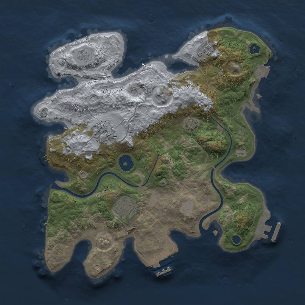 Rust Map: Procedural Map, Size: 3000, Seed: 8321540, 9 Monuments