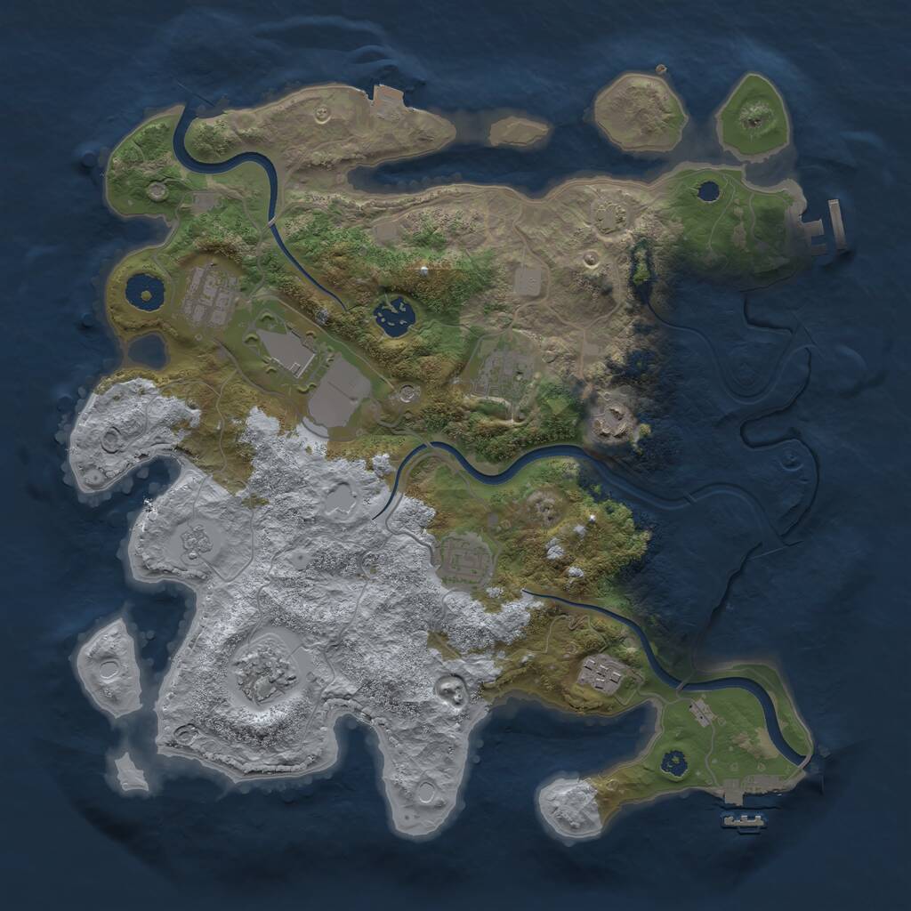 Rust Map: Procedural Map, Size: 3550, Seed: 101441998, 14 Monuments