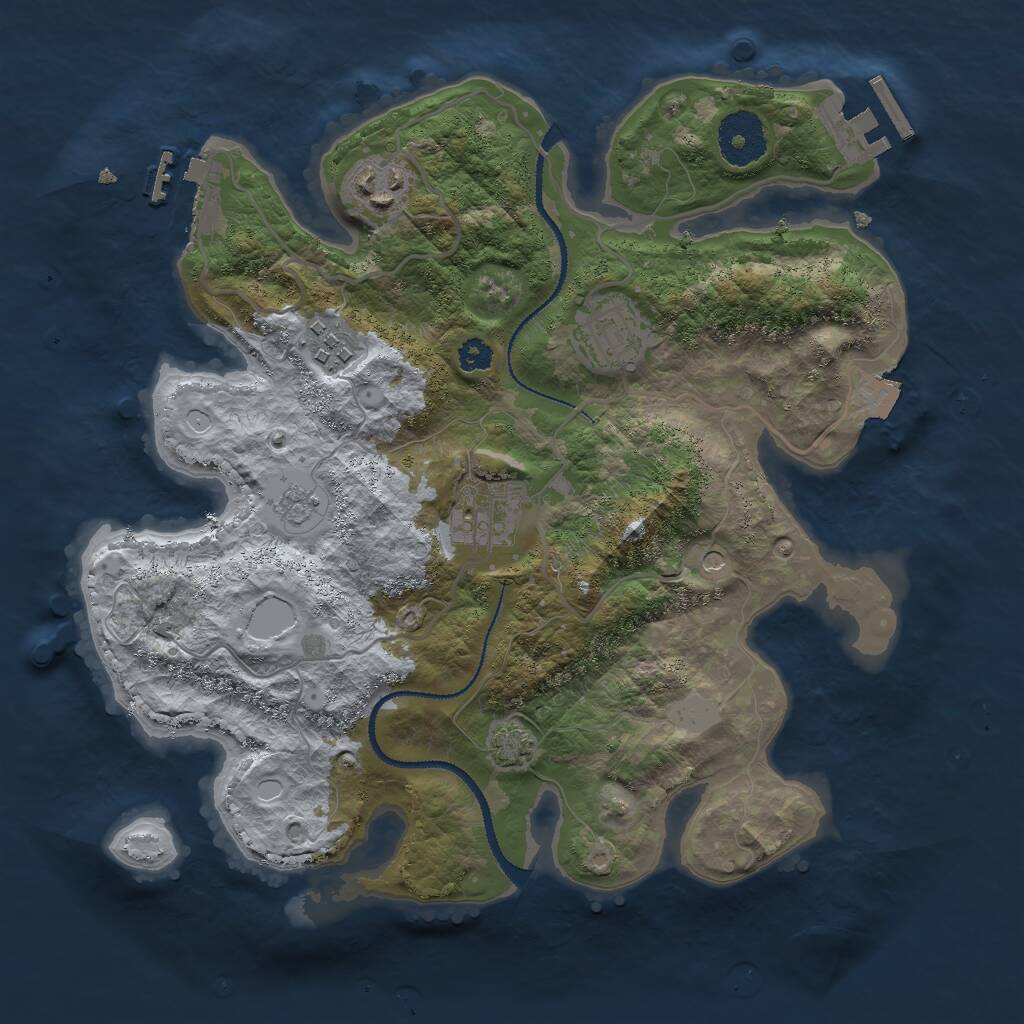 Rust Map: Procedural Map, Size: 3000, Seed: 1237073804, 10 Monuments