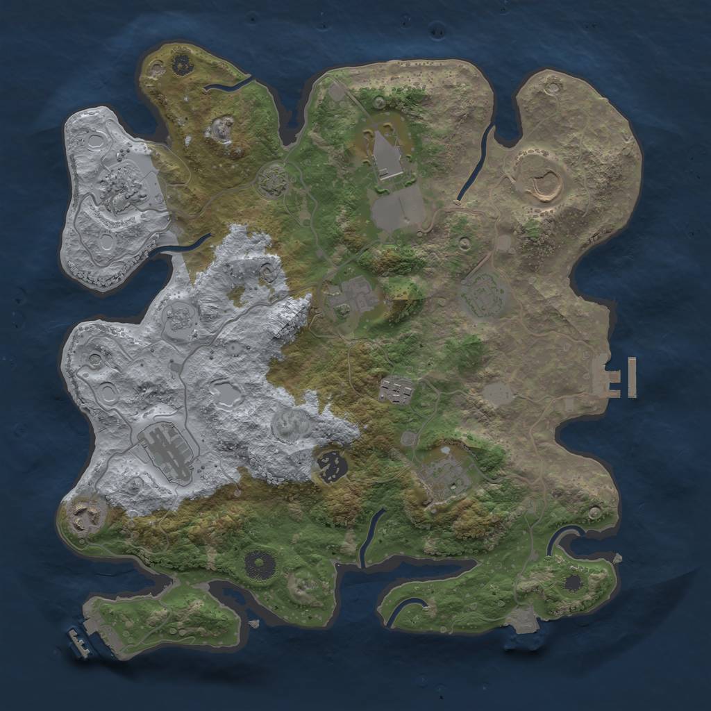 Rust Map: Procedural Map, Size: 3500, Seed: 44231233, 18 Monuments