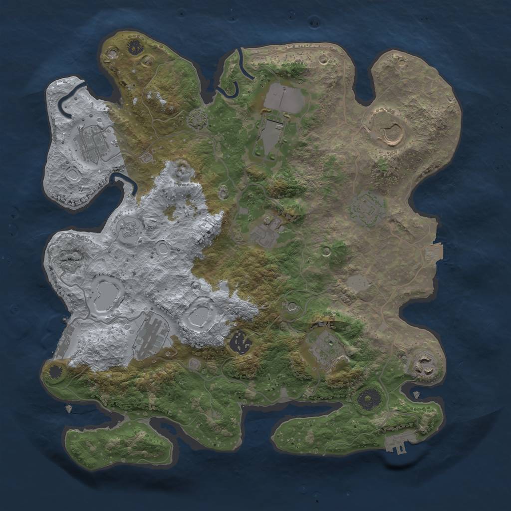Rust Map: Procedural Map, Size: 3500, Seed: 44231233, 17 Monuments