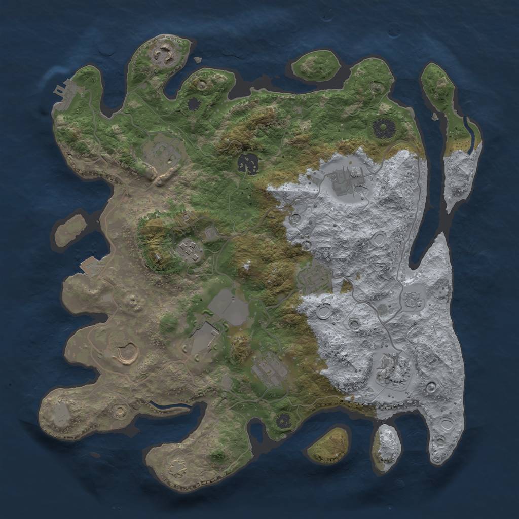 Rust Map: Procedural Map, Size: 3500, Seed: 942473493, 17 Monuments