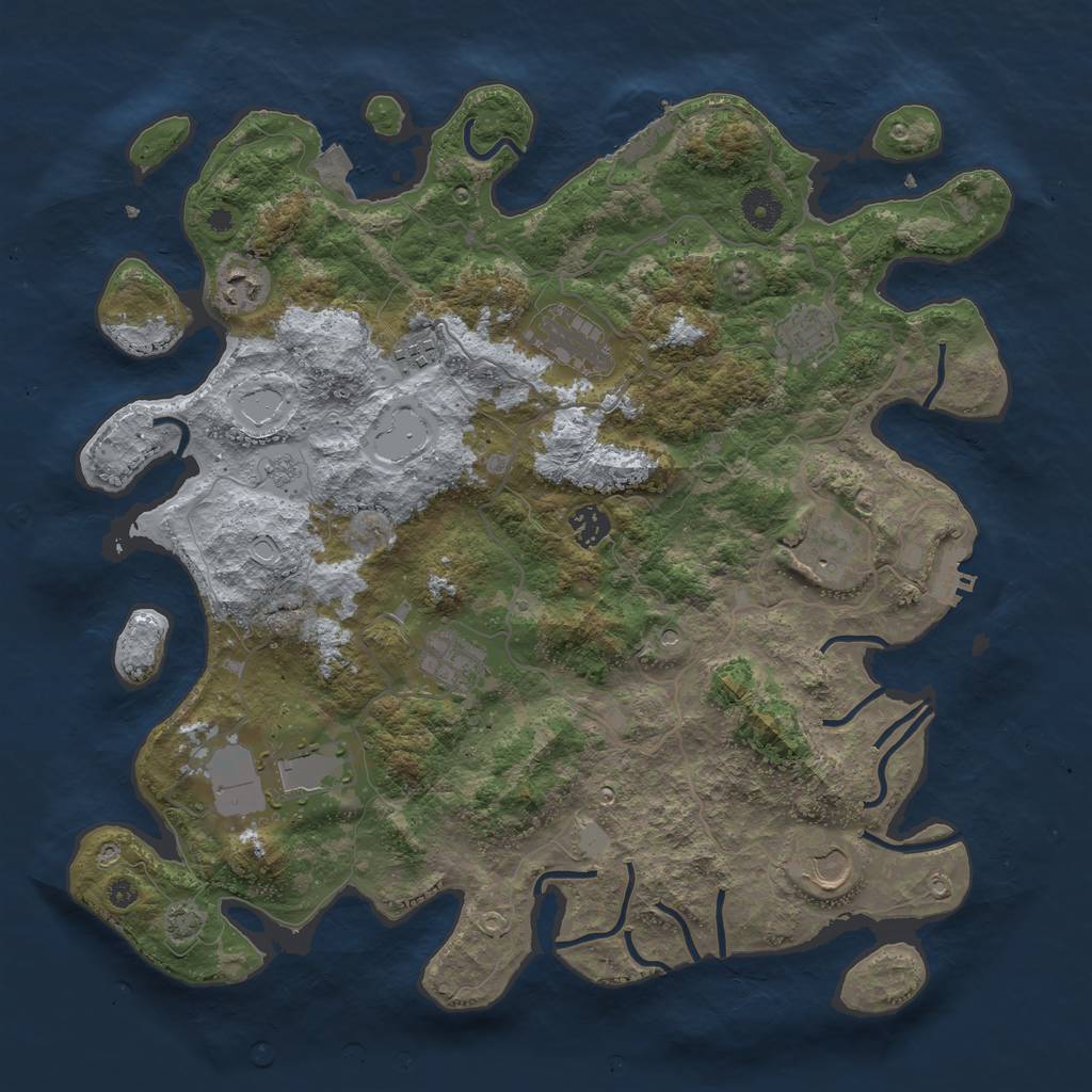 Rust Map: Procedural Map, Size: 4000, Seed: 2118663255, 17 Monuments