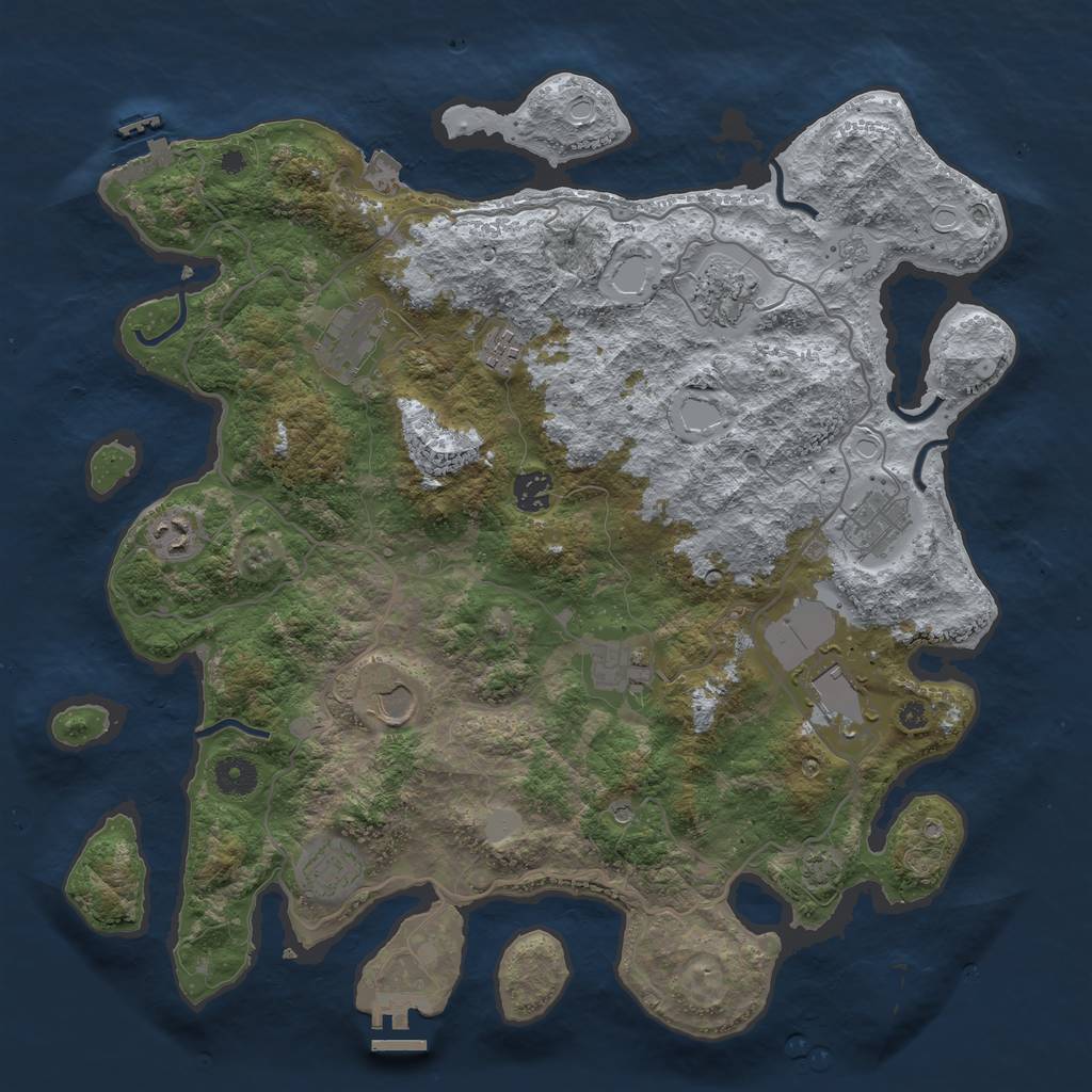 Rust Map: Procedural Map, Size: 4000, Seed: 350989836, 18 Monuments