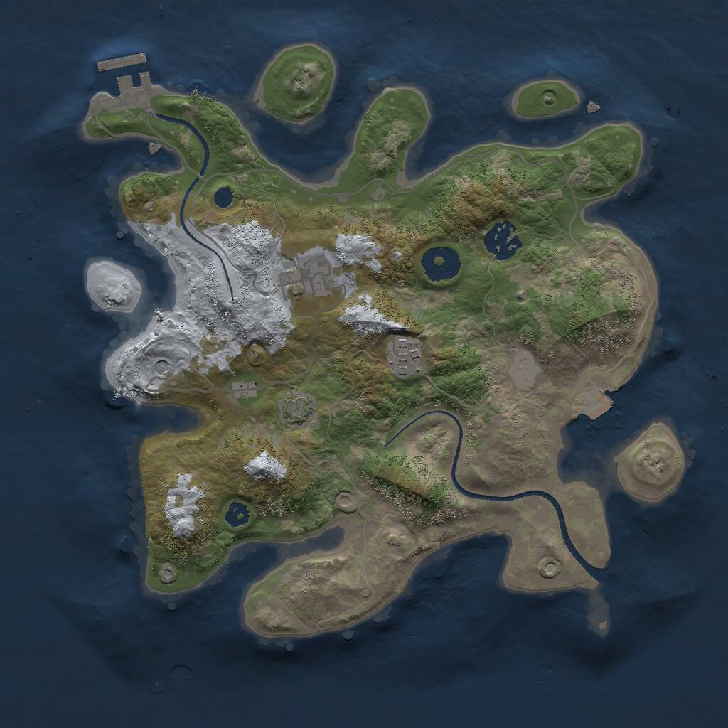 Rust Map: Procedural Map, Size: 3000, Seed: 1456487942, 7 Monuments