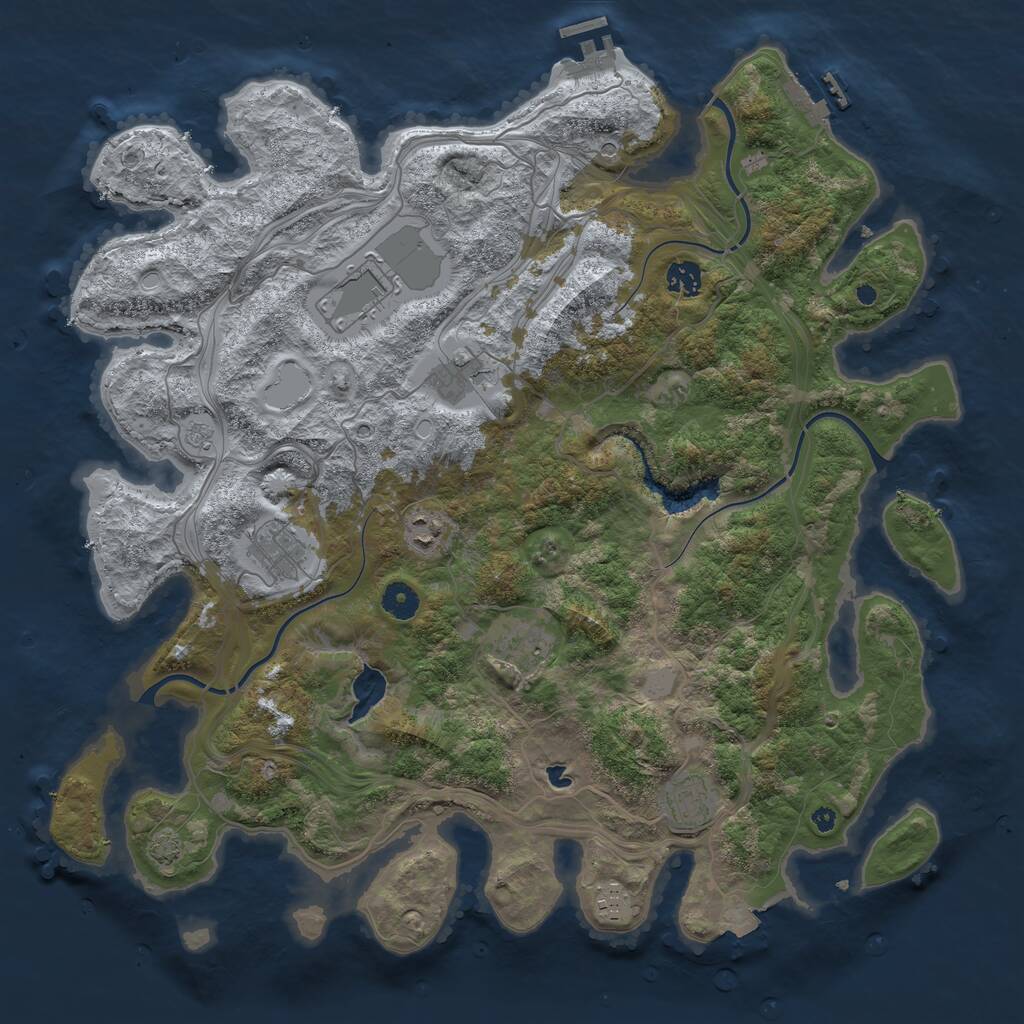 Rust Map: Procedural Map, Size: 4250, Seed: 2106750308, 14 Monuments