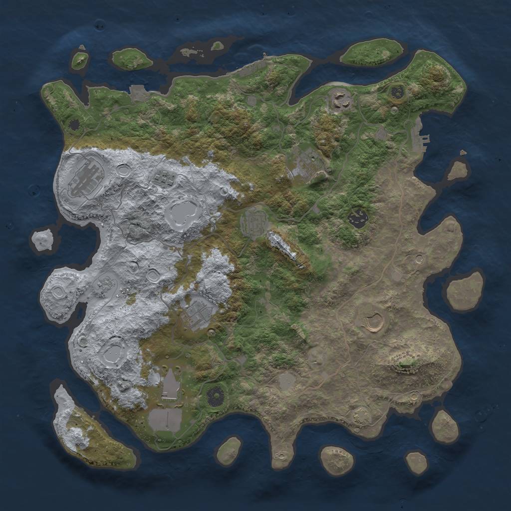 Rust Map: Procedural Map, Size: 4000, Seed: 1345938105, 17 Monuments