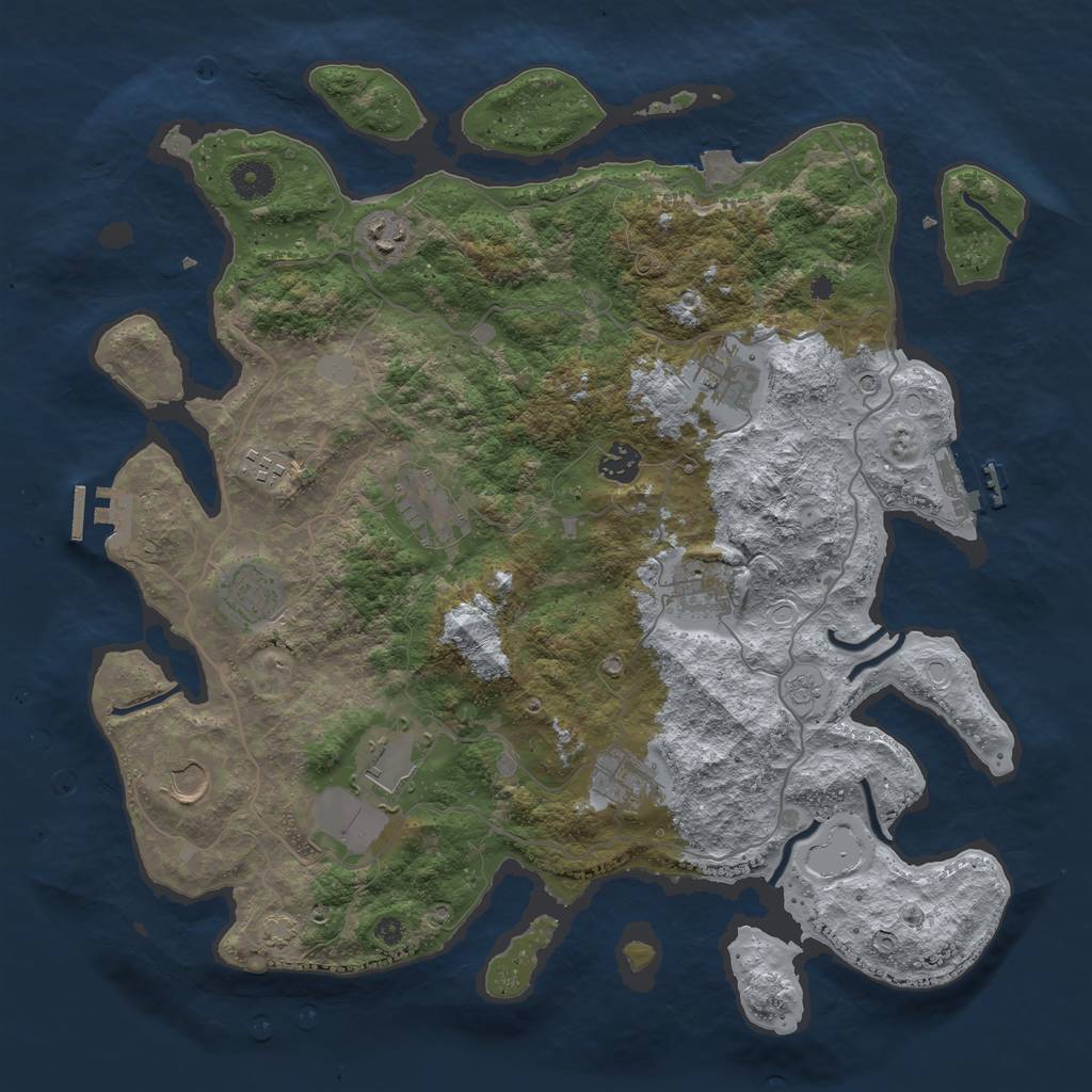 Rust Map: Procedural Map, Size: 4000, Seed: 1215365045, 18 Monuments