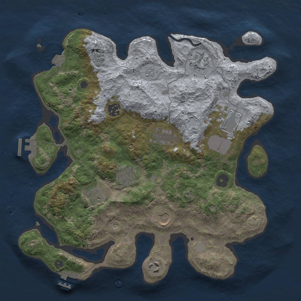 Rust Map: Procedural Map, Size: 3500, Seed: 106591419, 17 Monuments