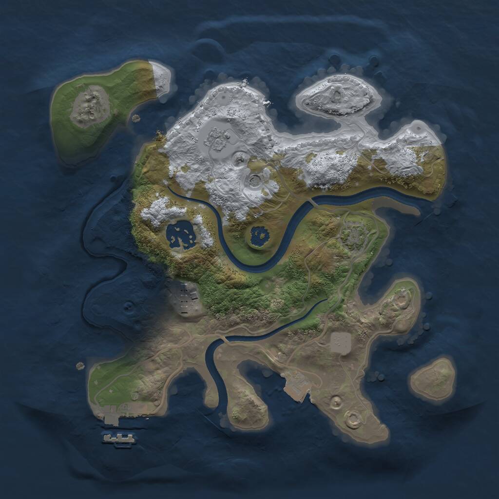 Rust Map: Procedural Map, Size: 2500, Seed: 1090595201, 7 Monuments