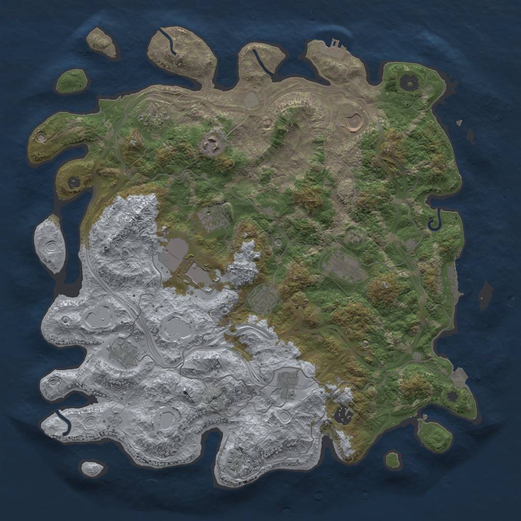 Rust Map: Procedural Map, Size: 4250, Seed: 646754614, 19 Monuments