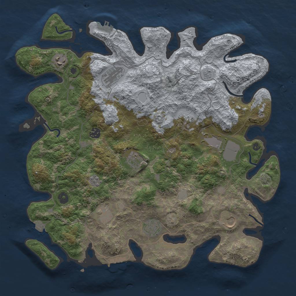 Rust Map: Procedural Map, Size: 4000, Seed: 1401286550, 18 Monuments