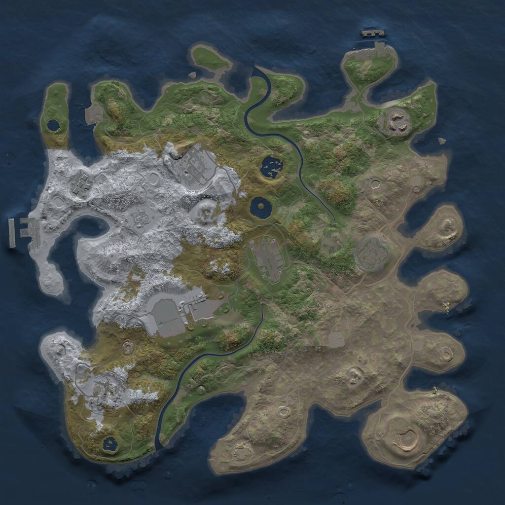 Rust Map: Procedural Map, Size: 3500, Seed: 665743, 15 Monuments