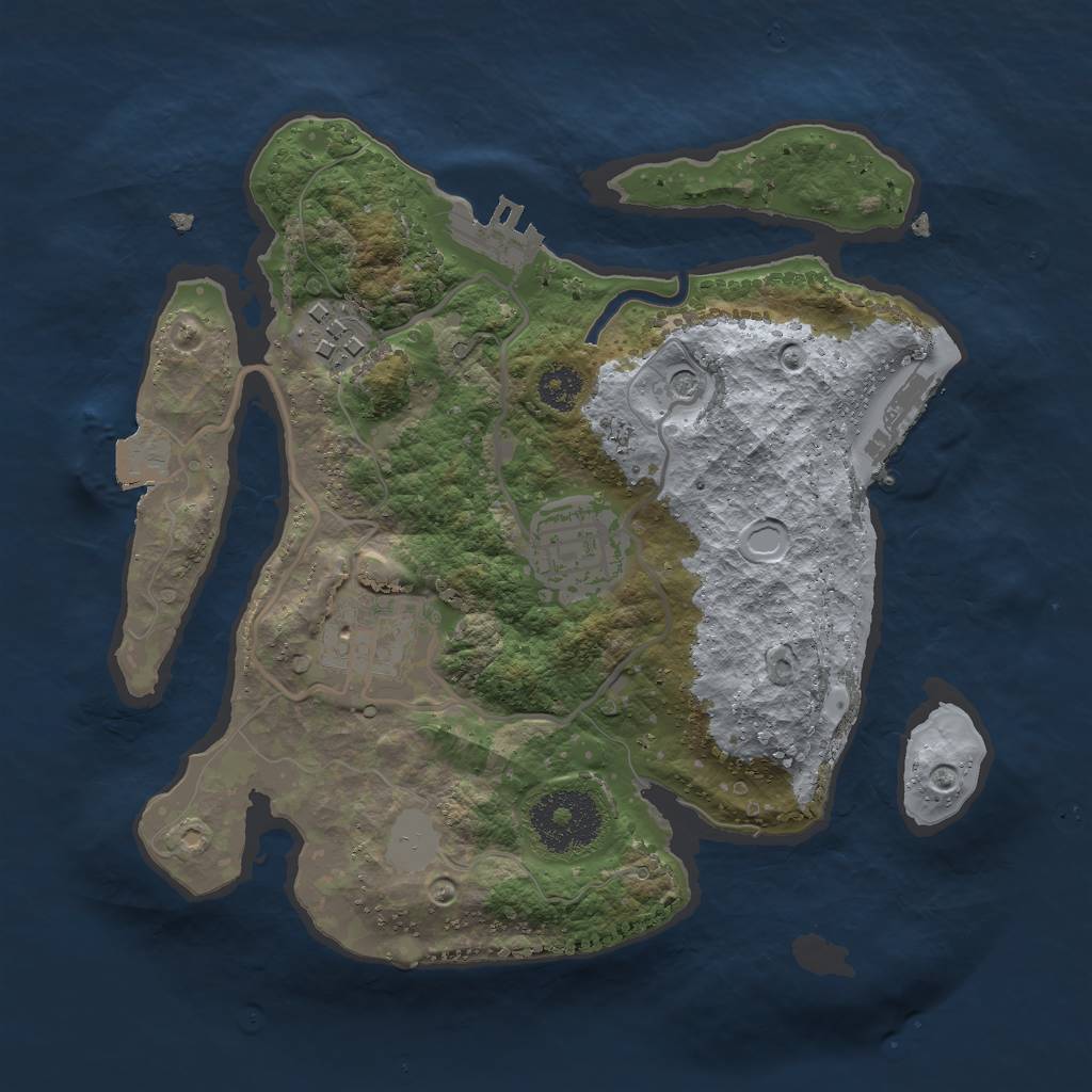Rust Map: Procedural Map, Size: 2500, Seed: 546876746, 9 Monuments