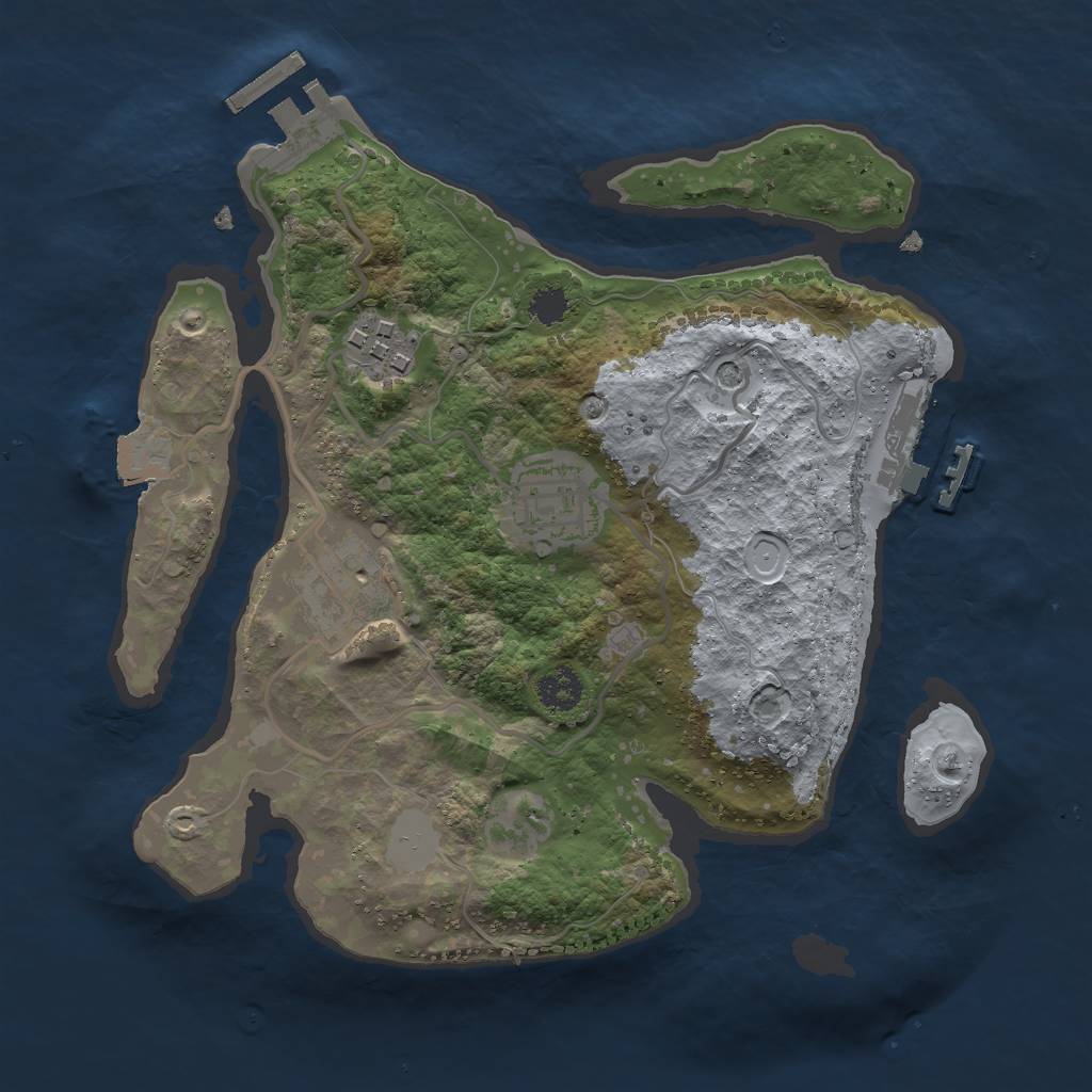 Rust Map: Procedural Map, Size: 2500, Seed: 546876746, 9 Monuments