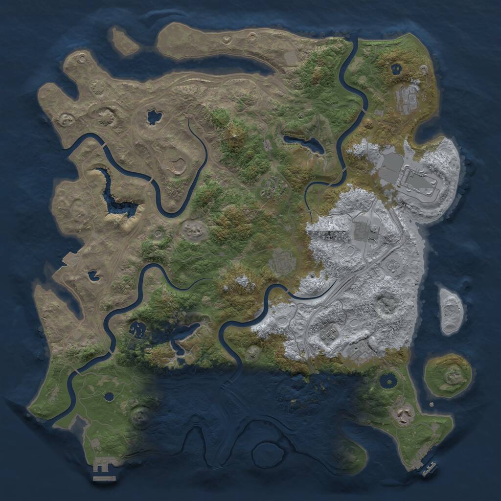 Rust Map: Procedural Map, Size: 4500, Seed: 2351516, 16 Monuments