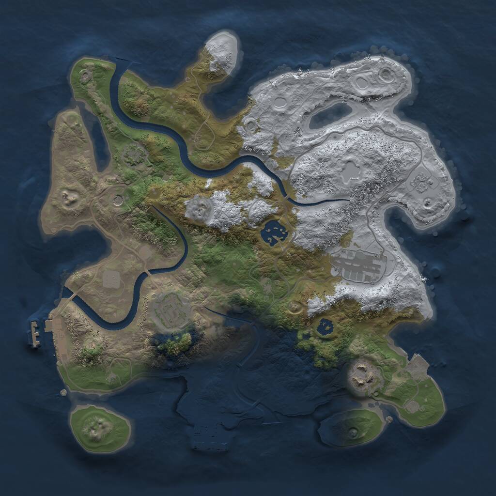 Rust Map: Procedural Map, Size: 3000, Seed: 12057, 10 Monuments