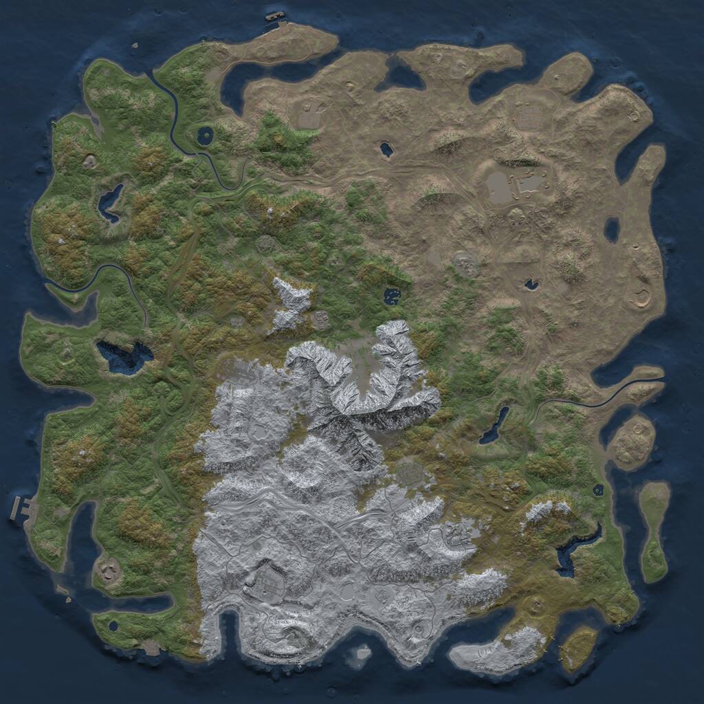 Rust Map: Procedural Map, Size: 6000, Seed: 66669999, 17 Monuments
