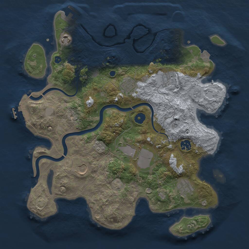 Rust Map: Procedural Map, Size: 3500, Seed: 1713622802, 14 Monuments