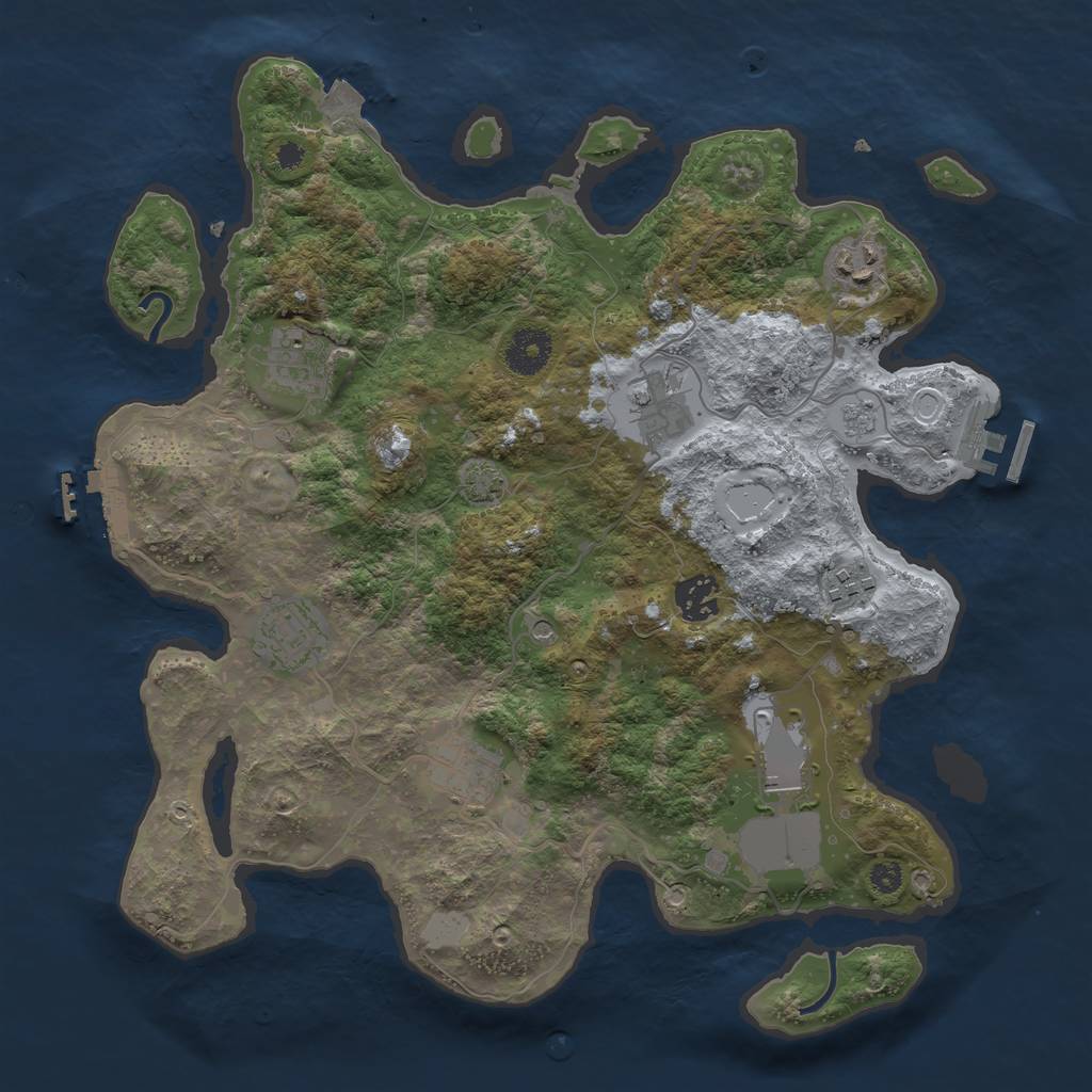 Rust Map: Procedural Map, Size: 3500, Seed: 1713622802, 16 Monuments