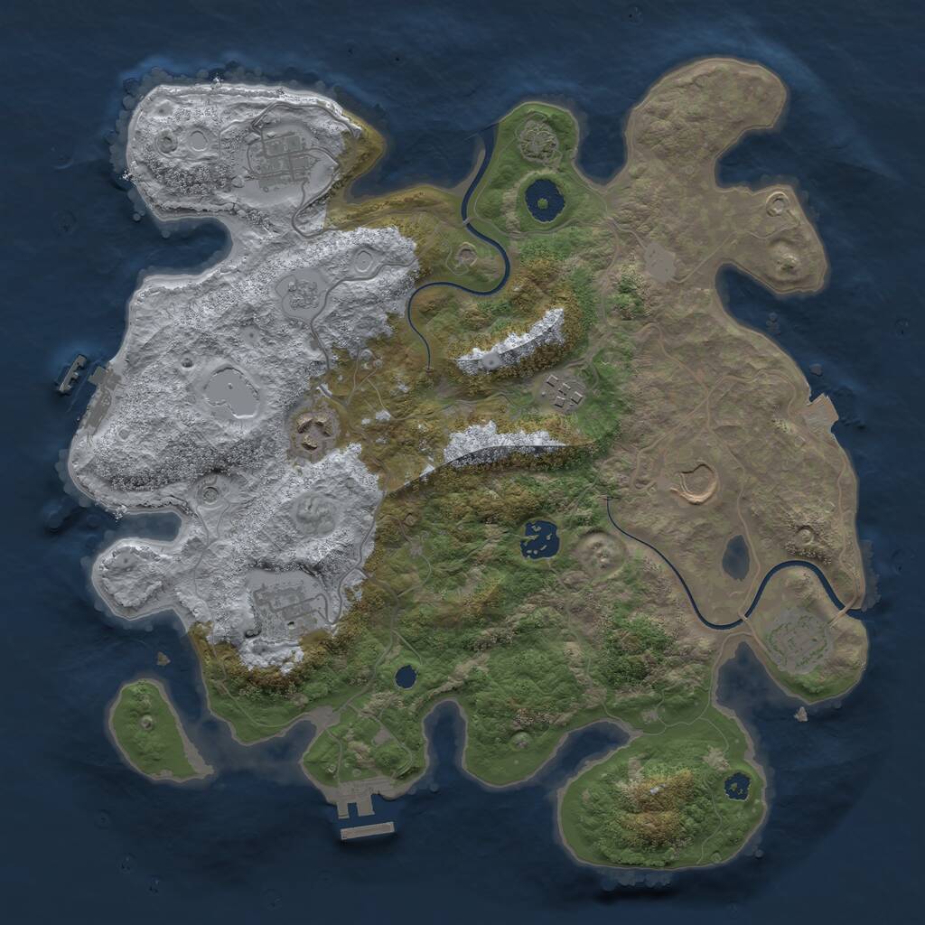 Rust Map: Procedural Map, Size: 3500, Seed: 1237924868, 13 Monuments