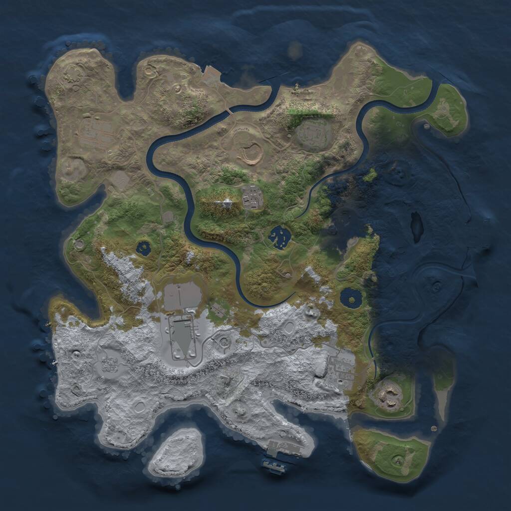 Rust Map: Procedural Map, Size: 3500, Seed: 428453304, 15 Monuments