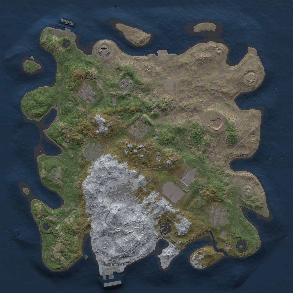 Rust Map: Procedural Map, Size: 3500, Seed: 642271478, 18 Monuments