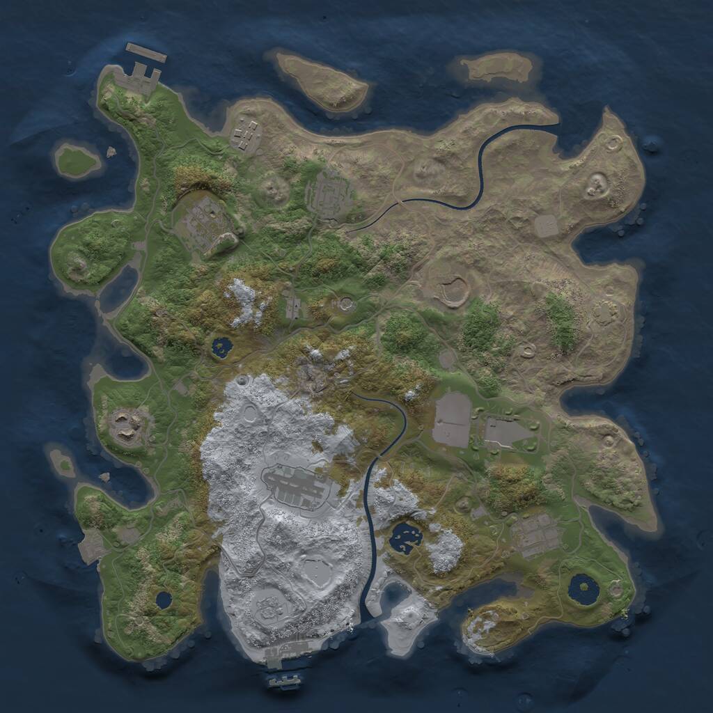 Rust Map: Procedural Map, Size: 3500, Seed: 642271478, 15 Monuments