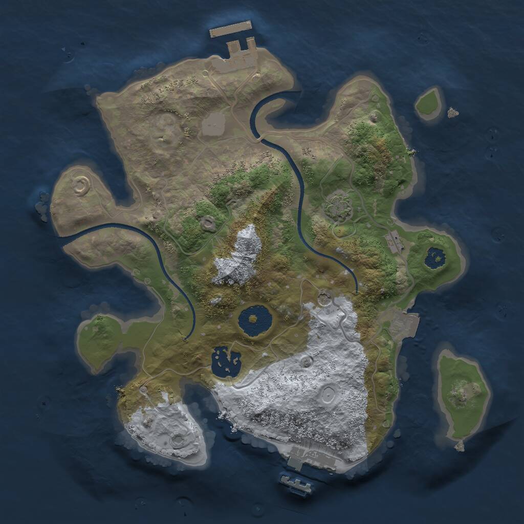 Rust Map: Procedural Map, Size: 2500, Seed: 49098610, 6 Monuments