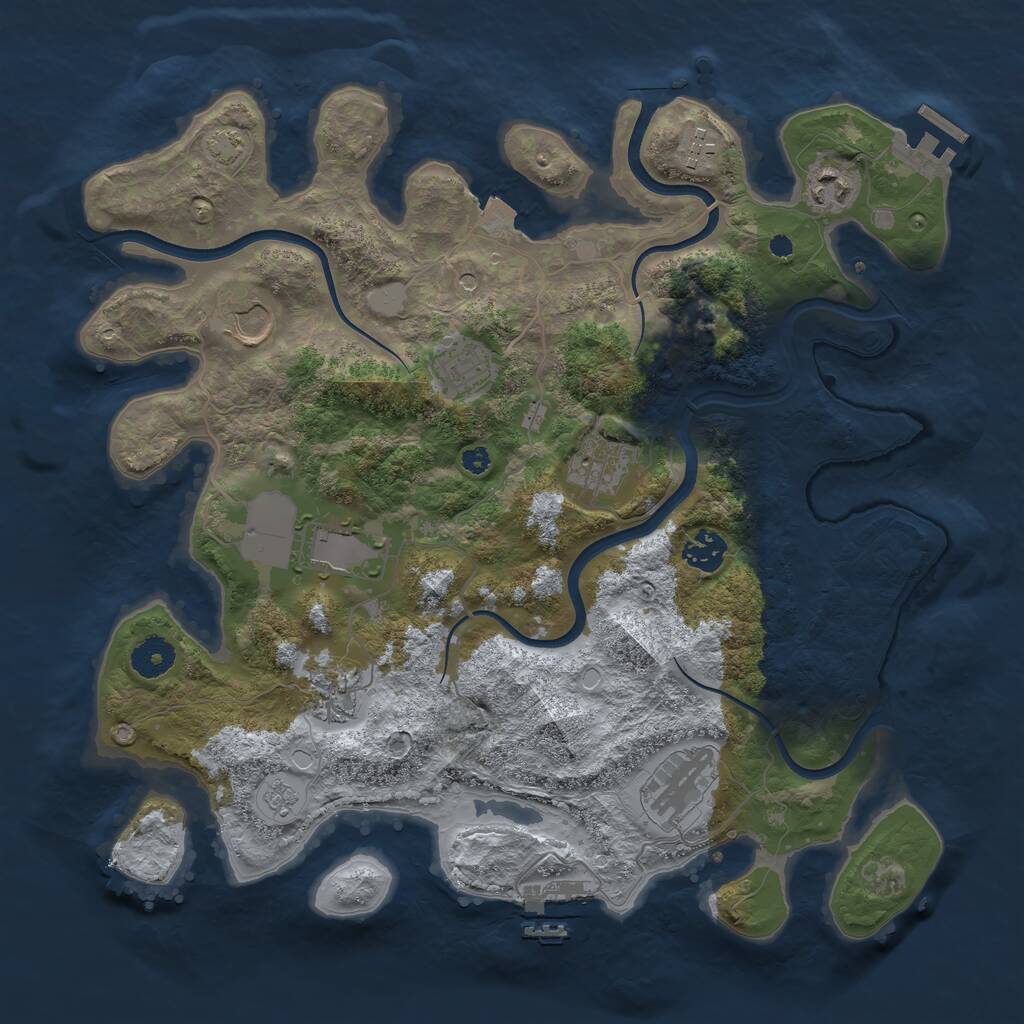 Rust Map: Procedural Map, Size: 3700, Seed: 57776971, 15 Monuments