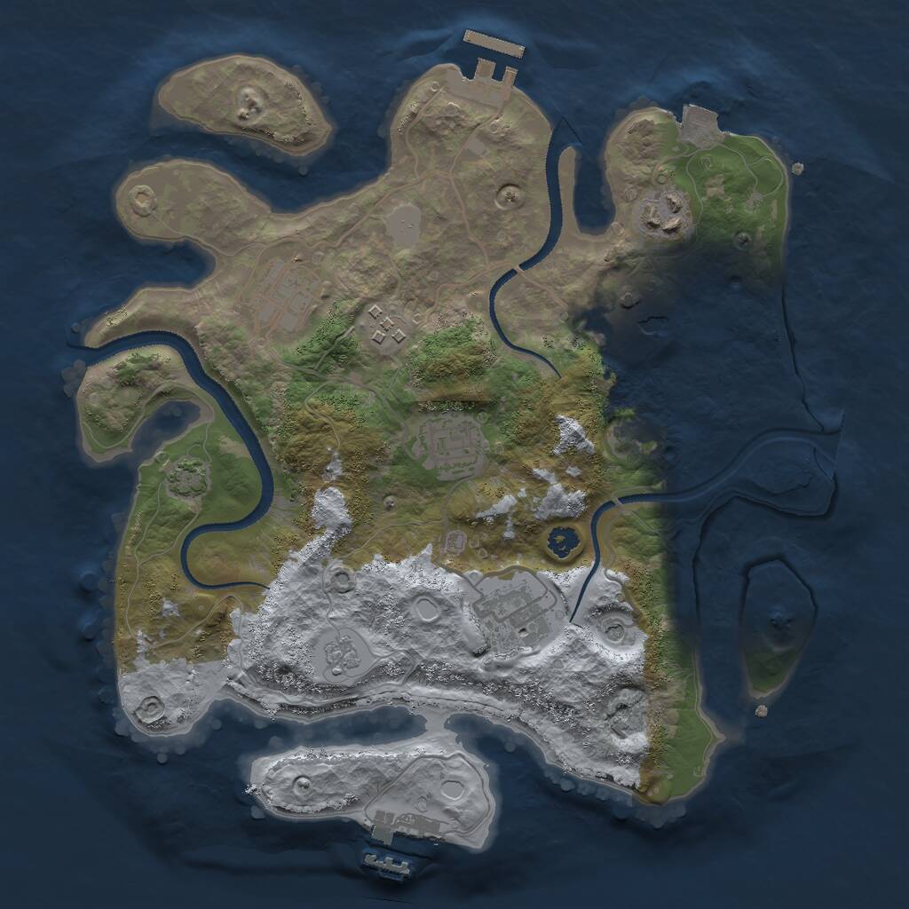Rust Map: Procedural Map, Size: 3000, Seed: 1228781212, 12 Monuments
